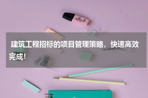  建筑工程招标的项目管理策略，快速高效完成！