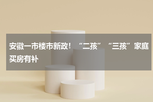 安徽一市楼市新政!“二孩”“三孩”家庭买房有补